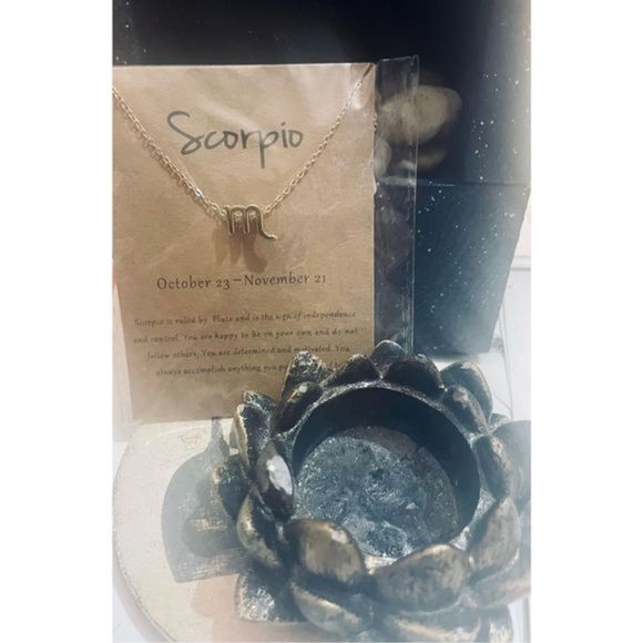 SCORPIO GOLD ZODIAC STAR SIGN HOROSCOPE NECKLACE - Picture 8 of 11